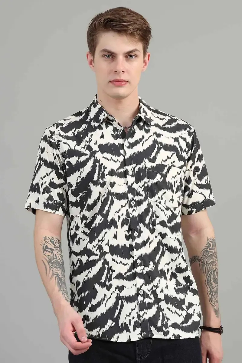 Abstract Printed Slim Fit Shirt for Men