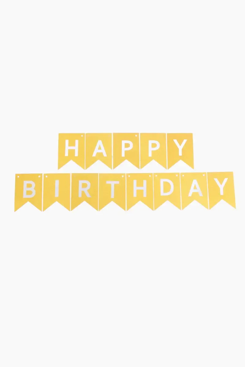 Happy Birthday Banner (Gold, Glitter) 