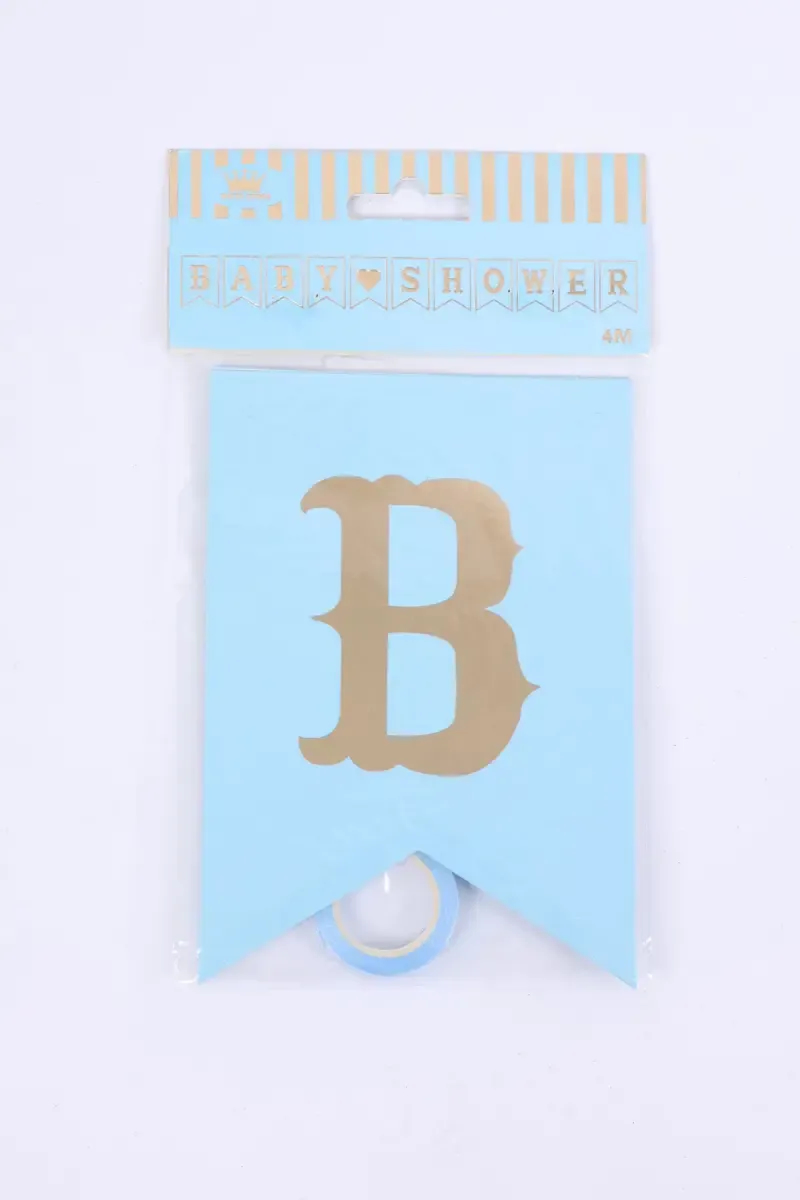 Baby Shower Paper Banner with Ribbon (Blue) 