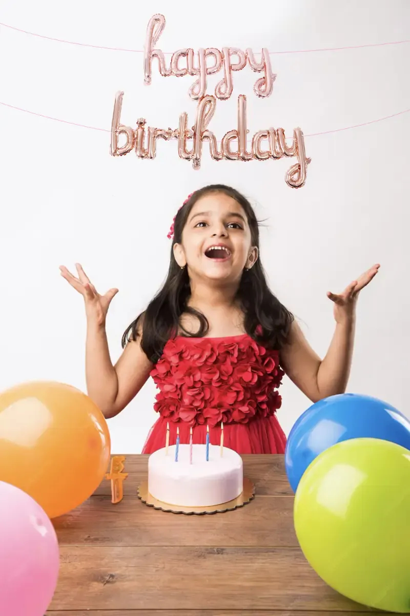 Happy Birthday Balloon in Cursive Letters (Rose Gold)