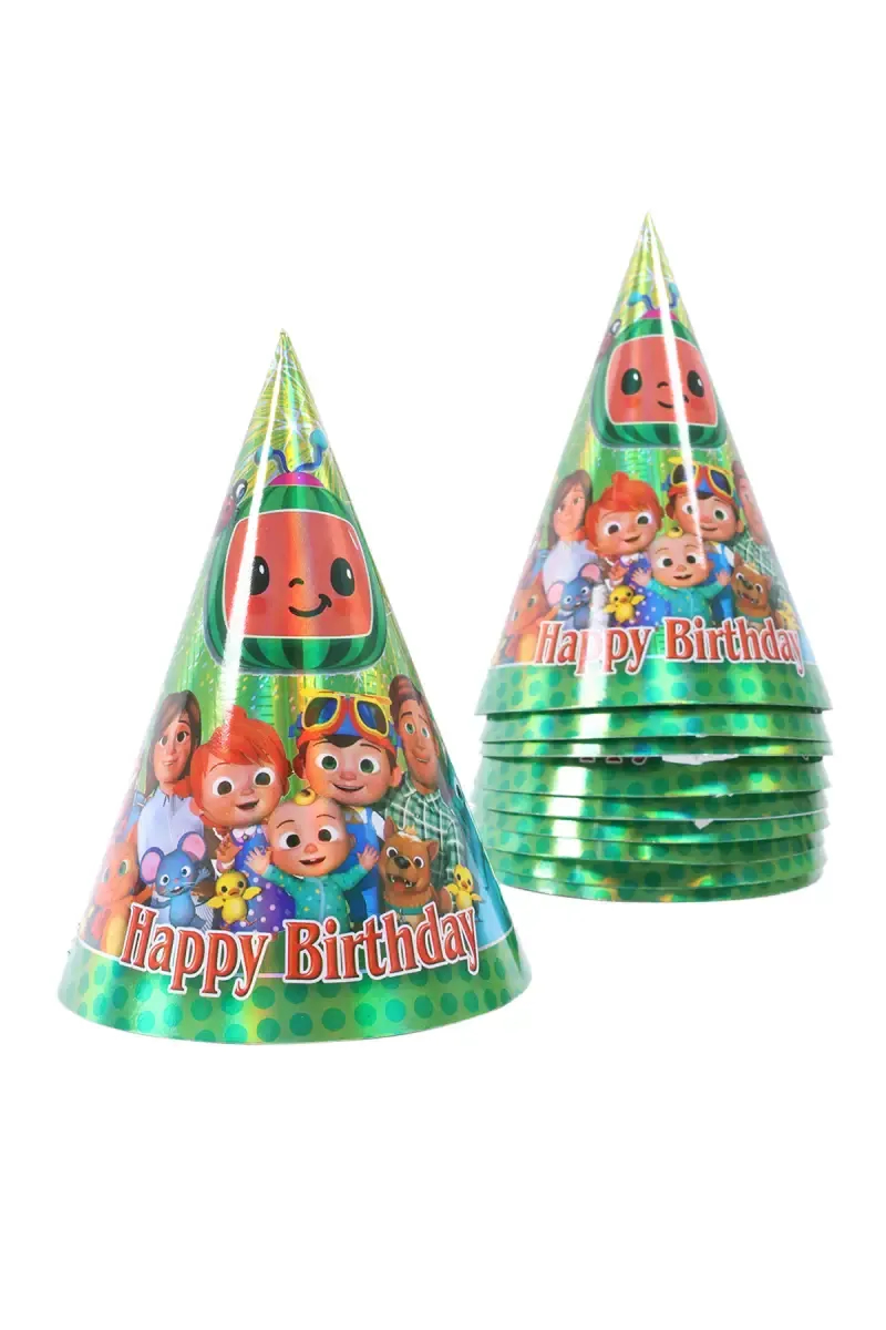 Birthday Cap - Cocomelon Theme (Pack of 10) 