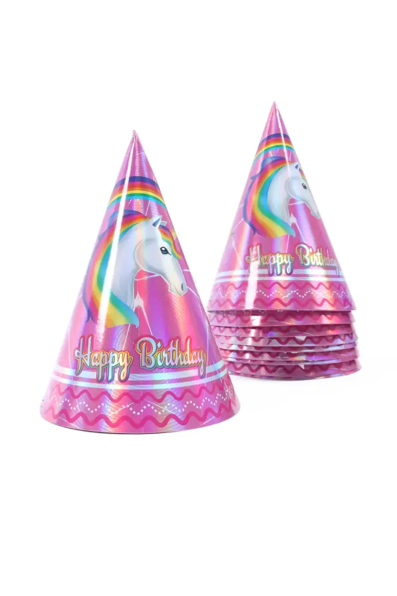 Birthday Cap for Kids - Unicorn Theme (Pack of 10) 
