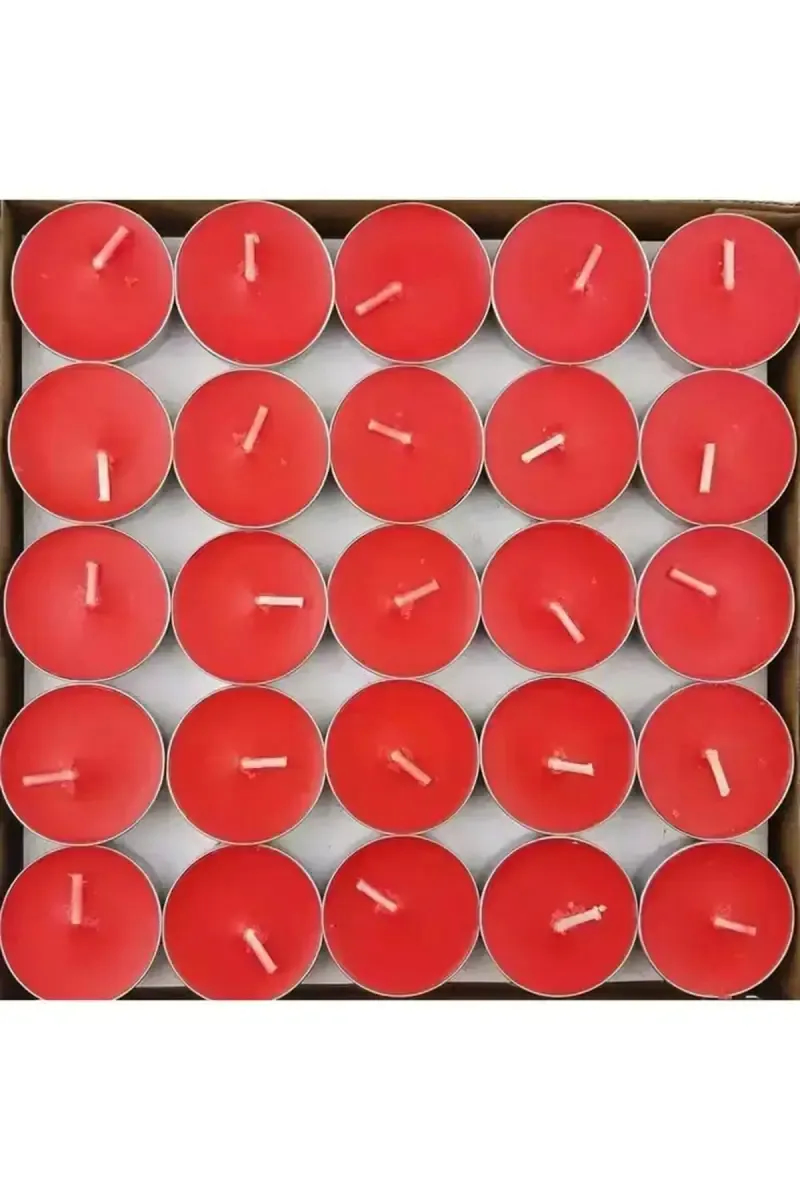 Tea Light Wax Candles (Red) - 25pc