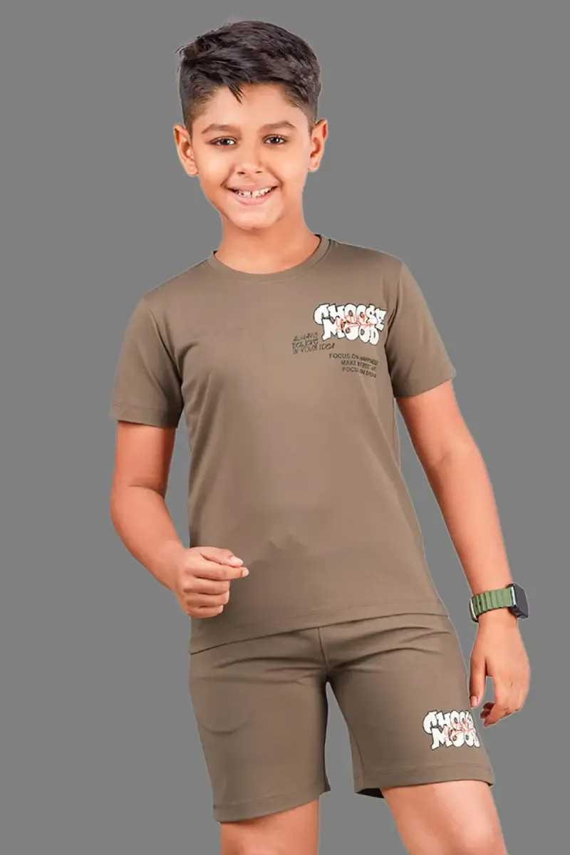 Boy's Printed Cotton T-shirt with Shorts Set