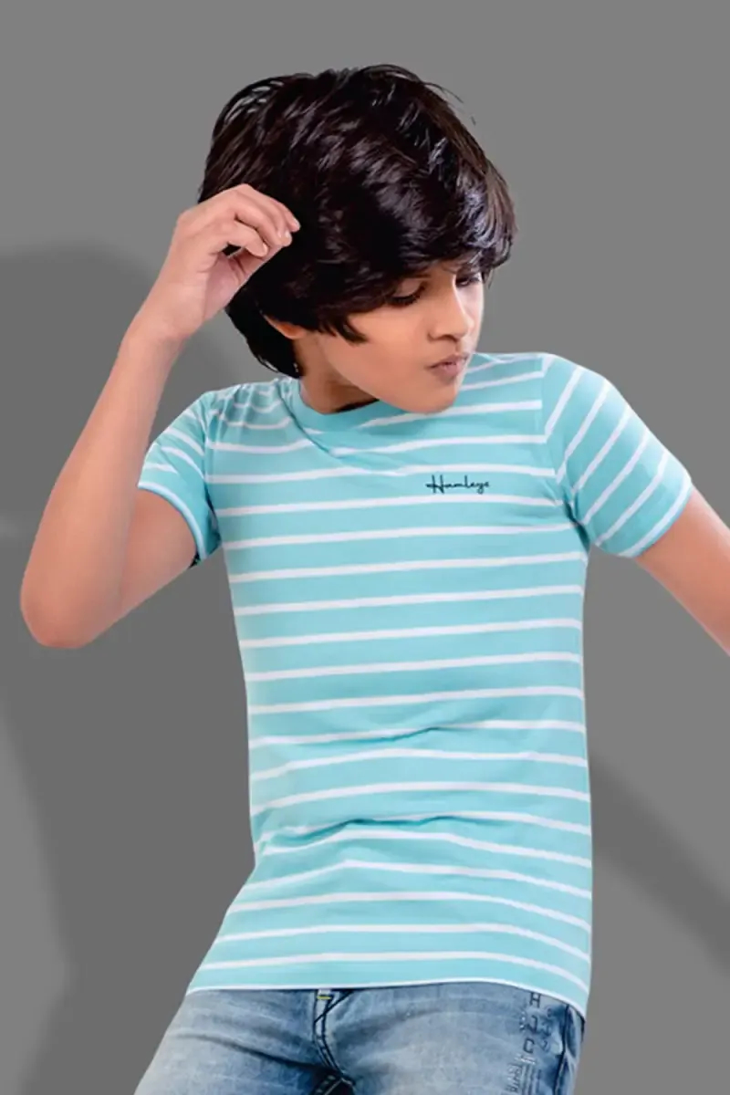 Cotton Striped Round Neck T-shirts for Boys