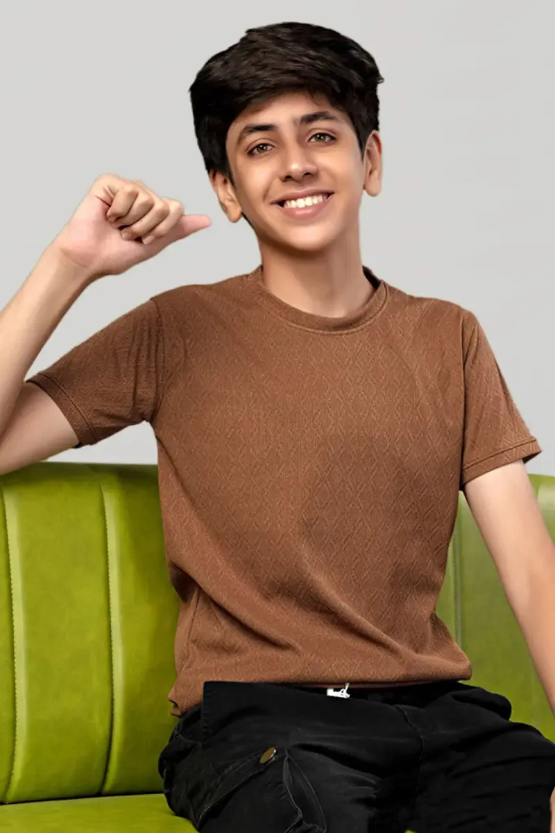 Cotton Self Design T-shirt for Boy