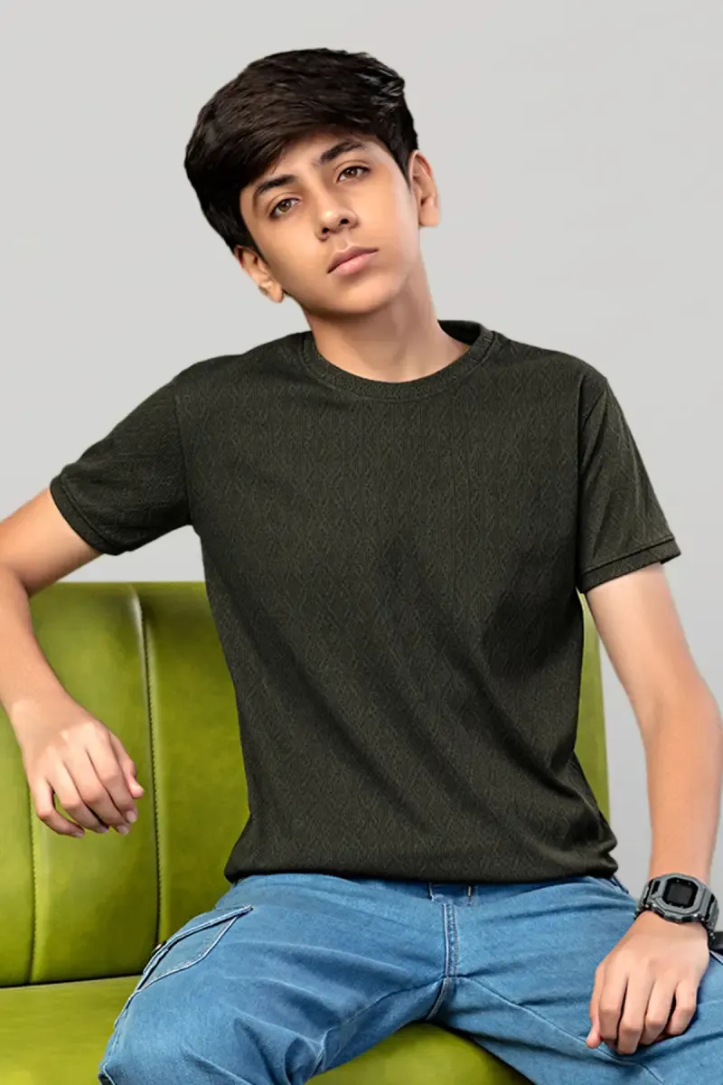 Cotton Self Design T-shirt for Boy