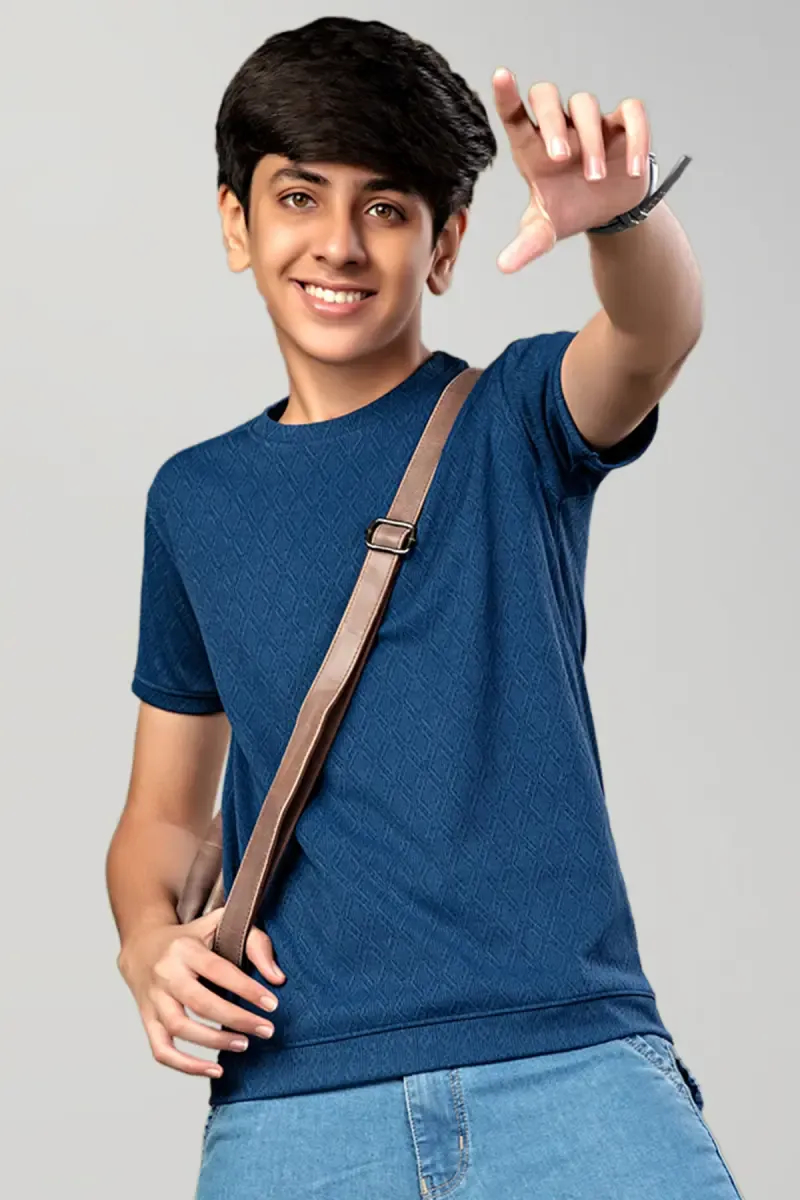 Cotton Self Design T-shirt for Boy