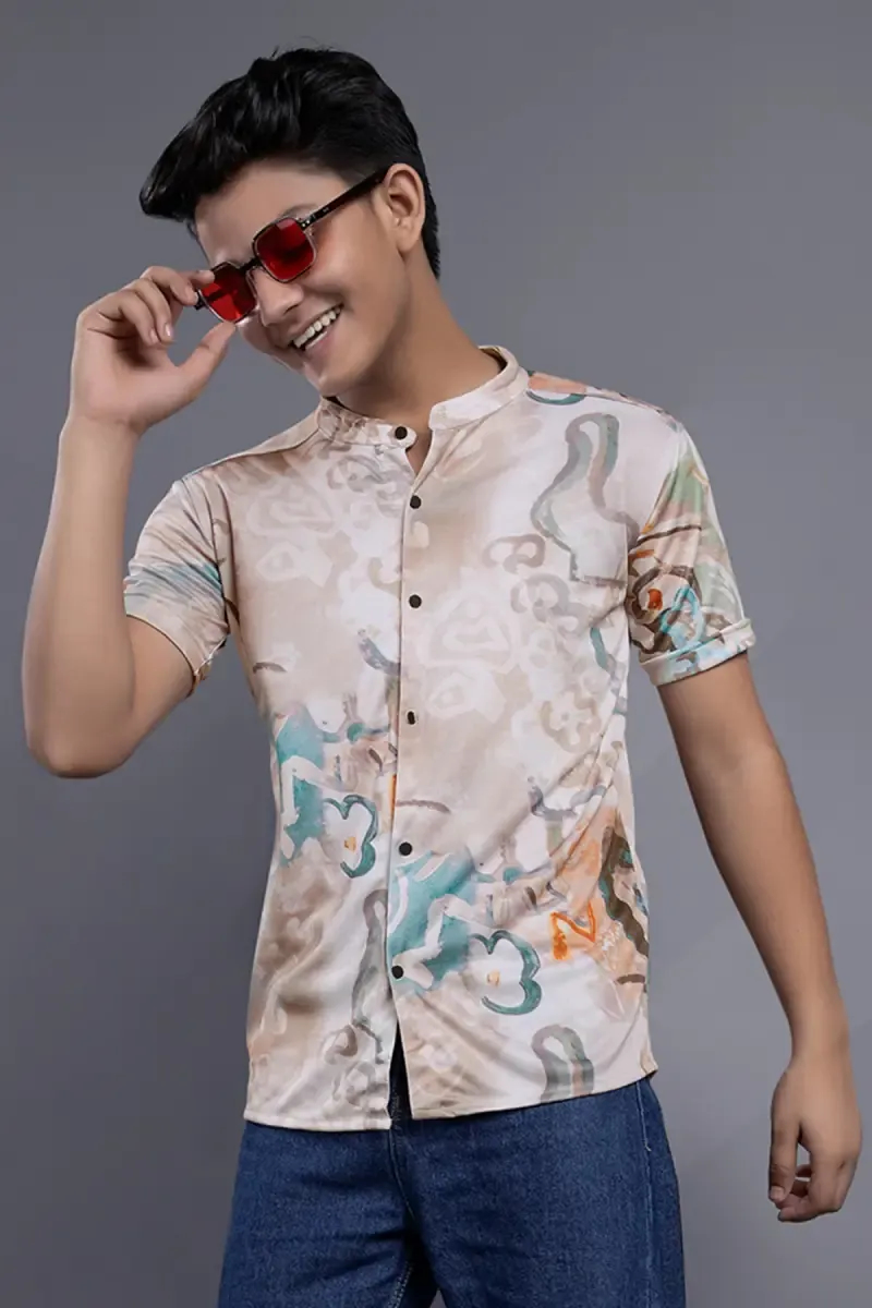 Boy's Abstract Print Shirt