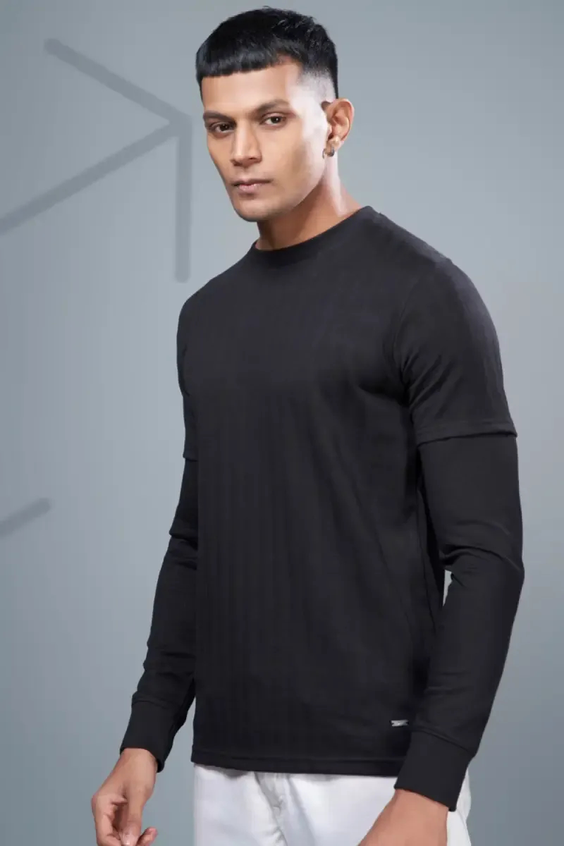 Men's Self Designed Full Sleeve T-shirt