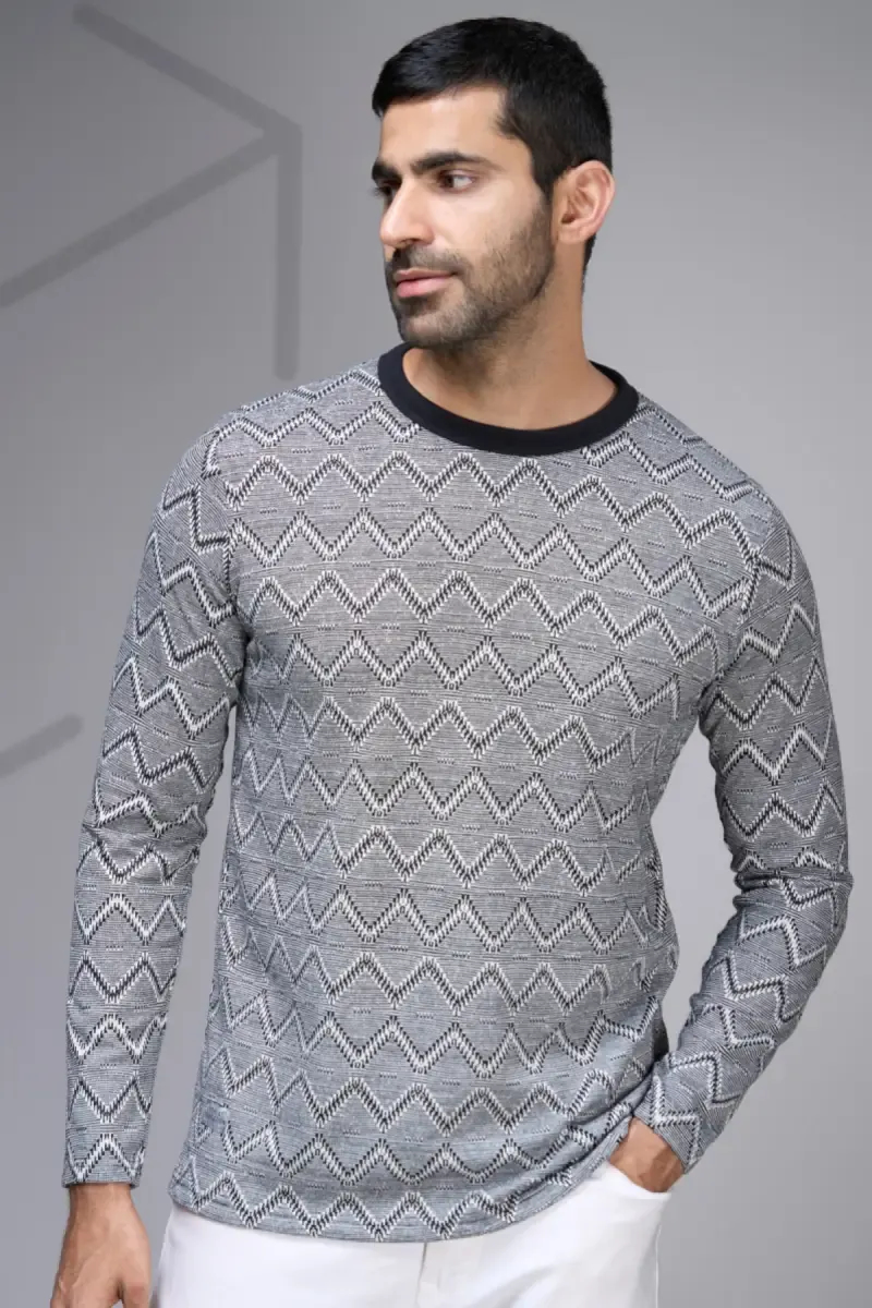 Men's Cotton Chevron Pattern T-shirt