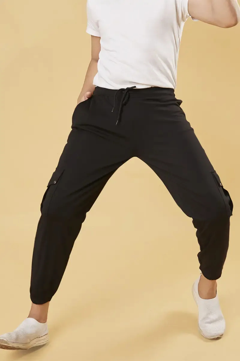 Cotton Blend Mid Rise Joggers for Boys