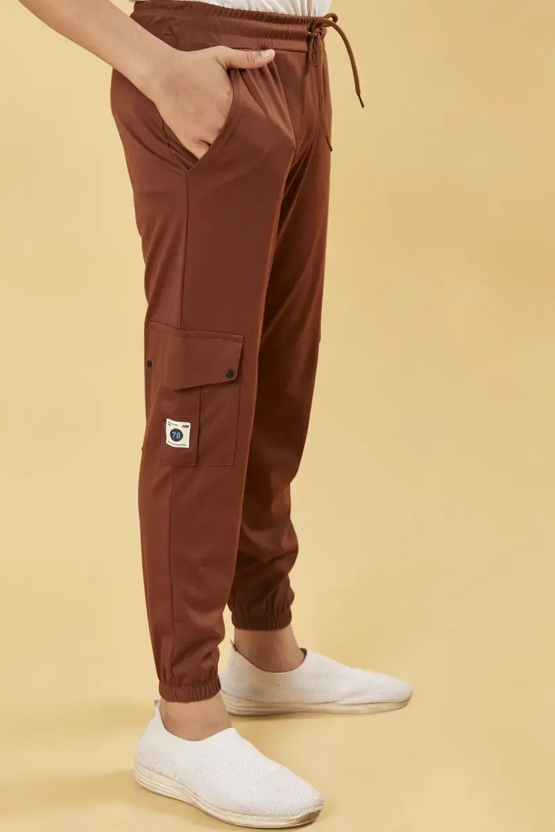Cotton Blend Mid Rise Joggers for Boys