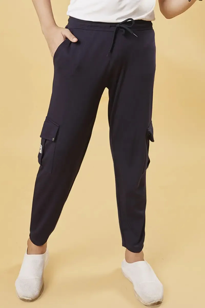 Cotton Blend Mid Rise Joggers for Boys