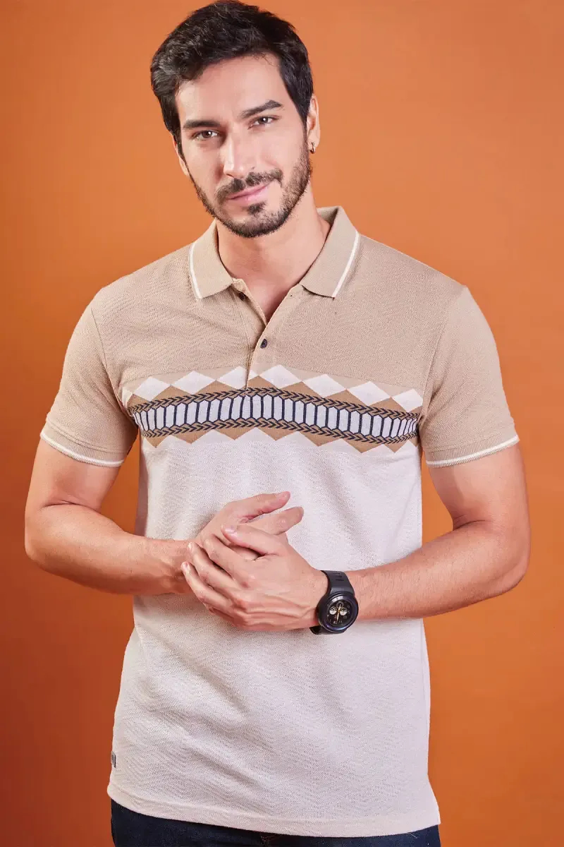 Men's Cotton Printed Polo T-shirt