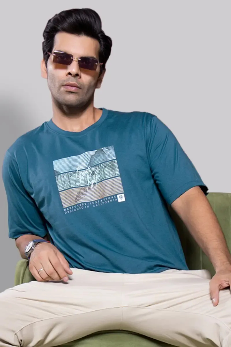 Men's Printed Round Neck Cotton T-shirt