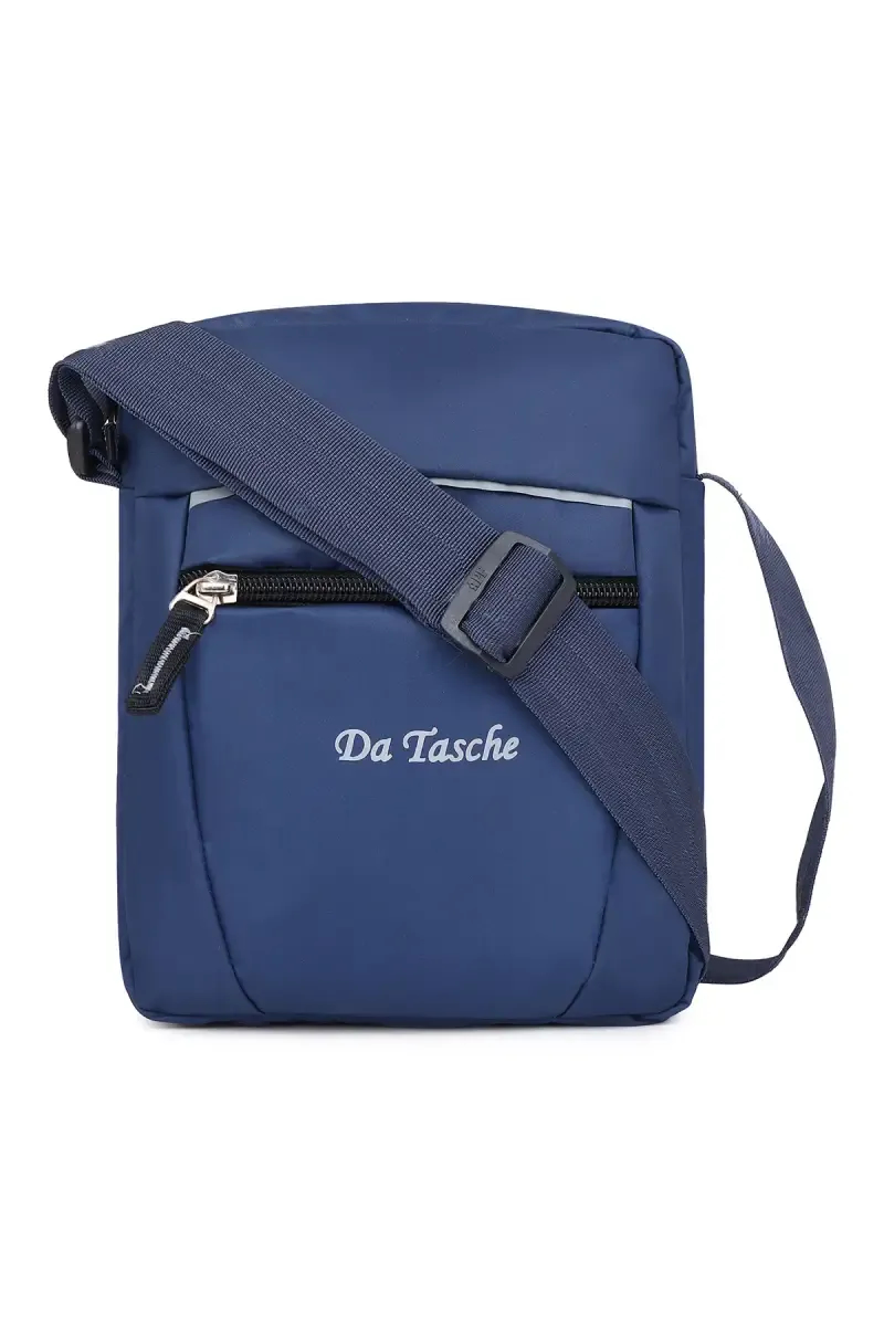 Blue Messenger Bag with Adjustable Strap for Men