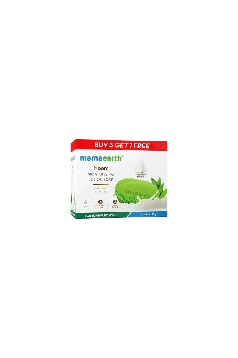 Mamaearth Neem Moisturizing Lotion Soap (Buy 3 Get 1)- 125g X 4