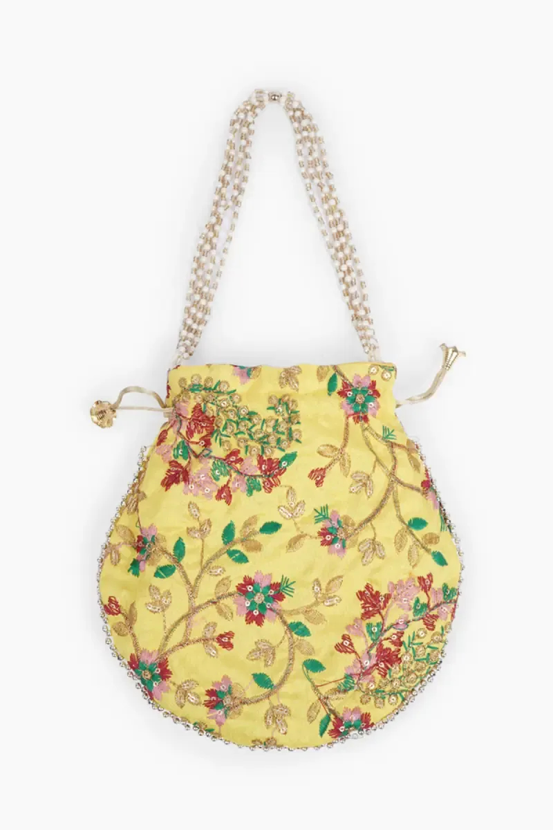 Floral Embroidered Designer Potli Bag/Clutch