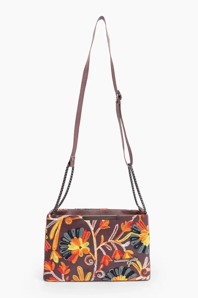 Premium Floral Embroidered Sling Bag for Women