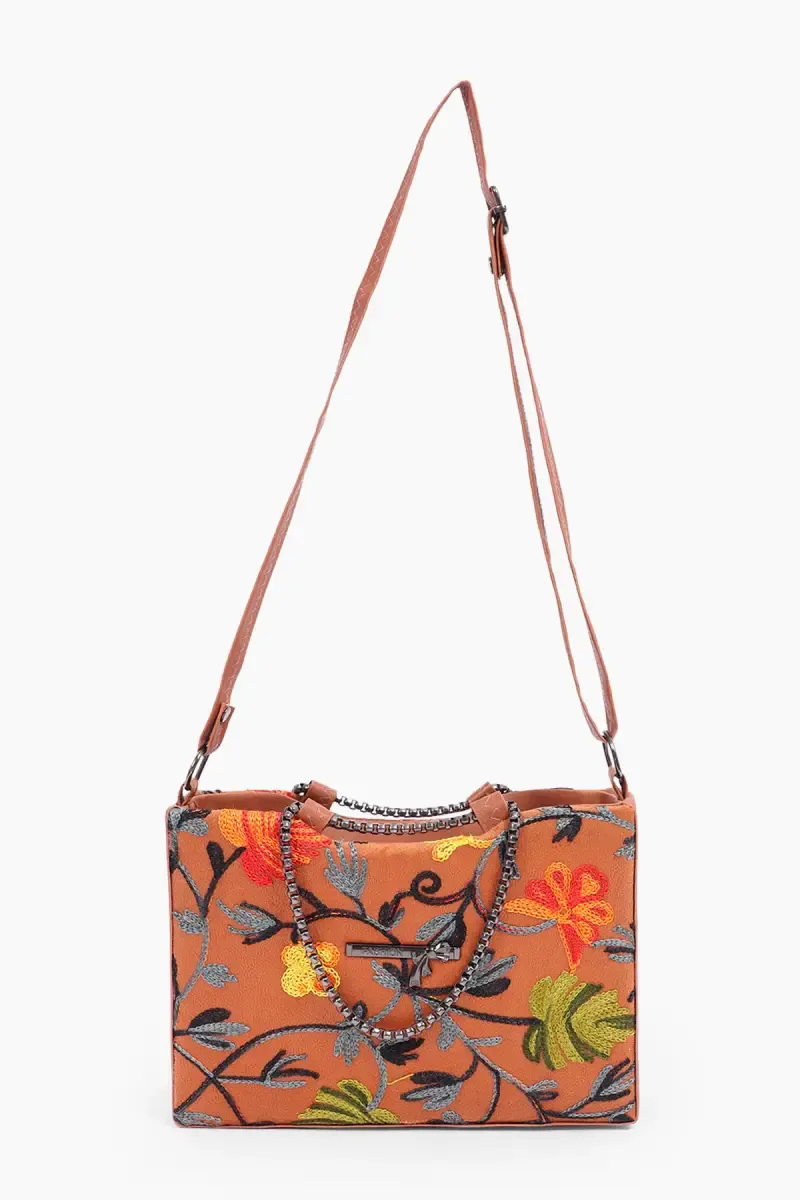 Premium Floral Embroidered Sling Bag for Women