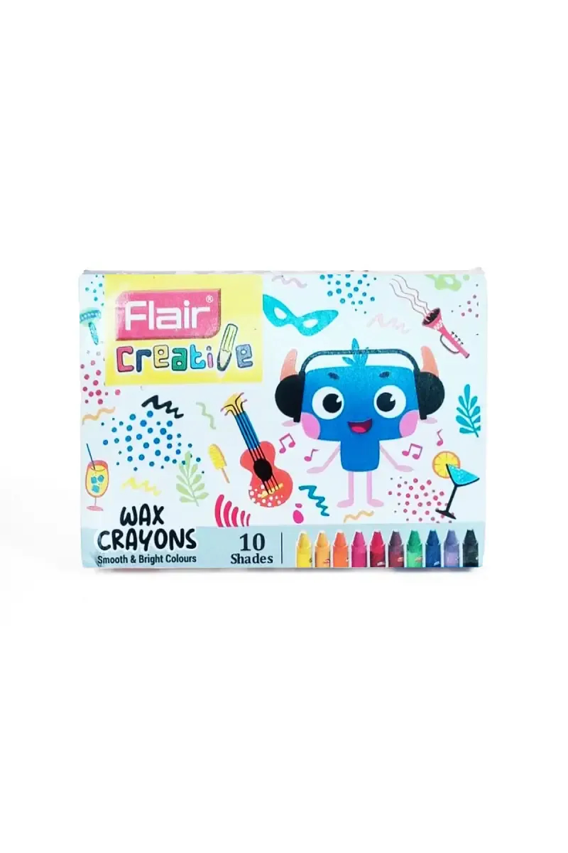 Flair Creative Wax Crayons 10 Shades (Multicolor) - Pack of 1
