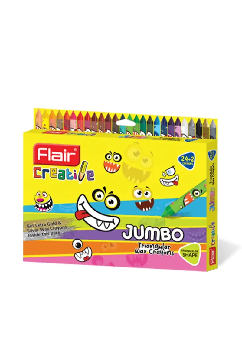 Flair Creative Wax Crayons Extra Long 24 + 2 Colors (Multicolor) - Pack of 1