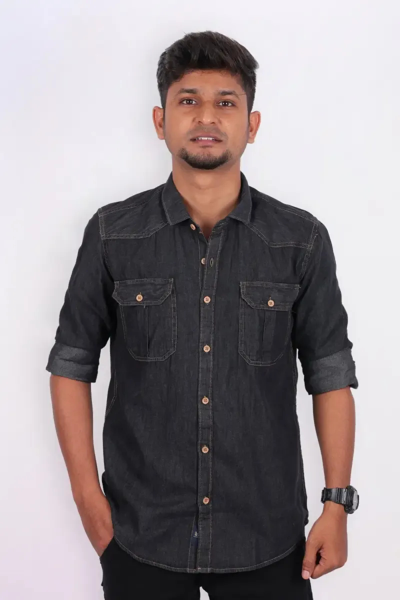 Men's Solid Denim Casual Shirts