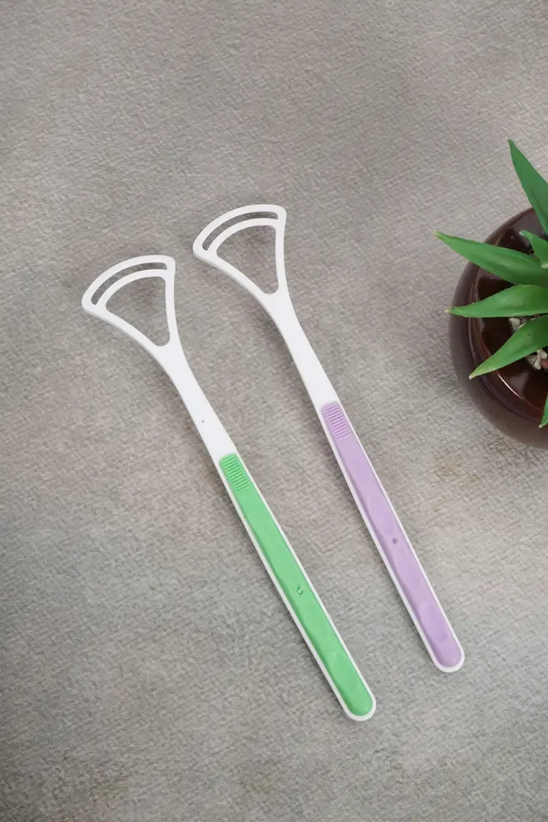 DR.ZARVA Tongue Cleaner (Green & Purple)- Pack of 2 (Design May Vary)