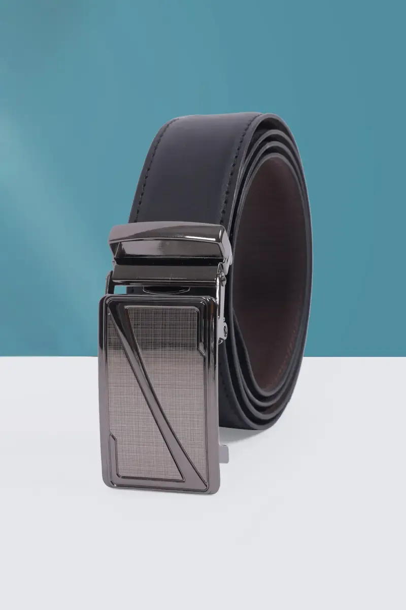 Black Synthetic Leather Casual Belt for Men