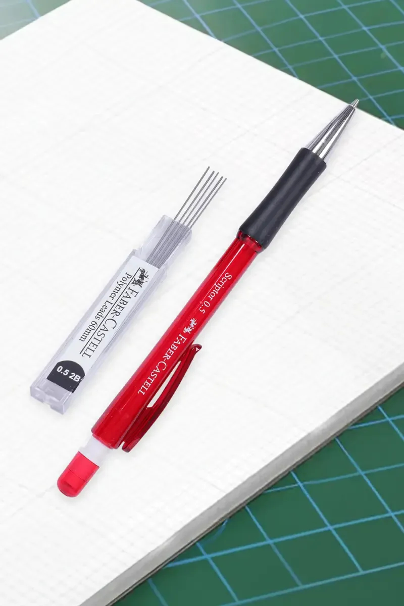 Faber-Castell Scriptor Mechanical Pencil 0.5mm – Pack of 1 (Red)
