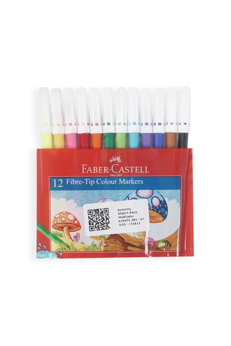 Faber Castell Fibre Tip Color Markers (Multicolor, Pack of 12)