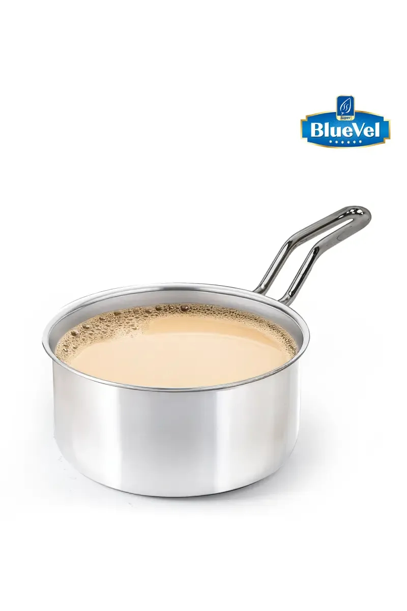 Bluevel Tri-ply Stainless Steel Tea/Milk Pan/Saucepan, Premium Quality, 3 Layer Thick Body, 100% Toxin-Free, Non-Stick, Induction & Gas, 18 cm, 1.65L