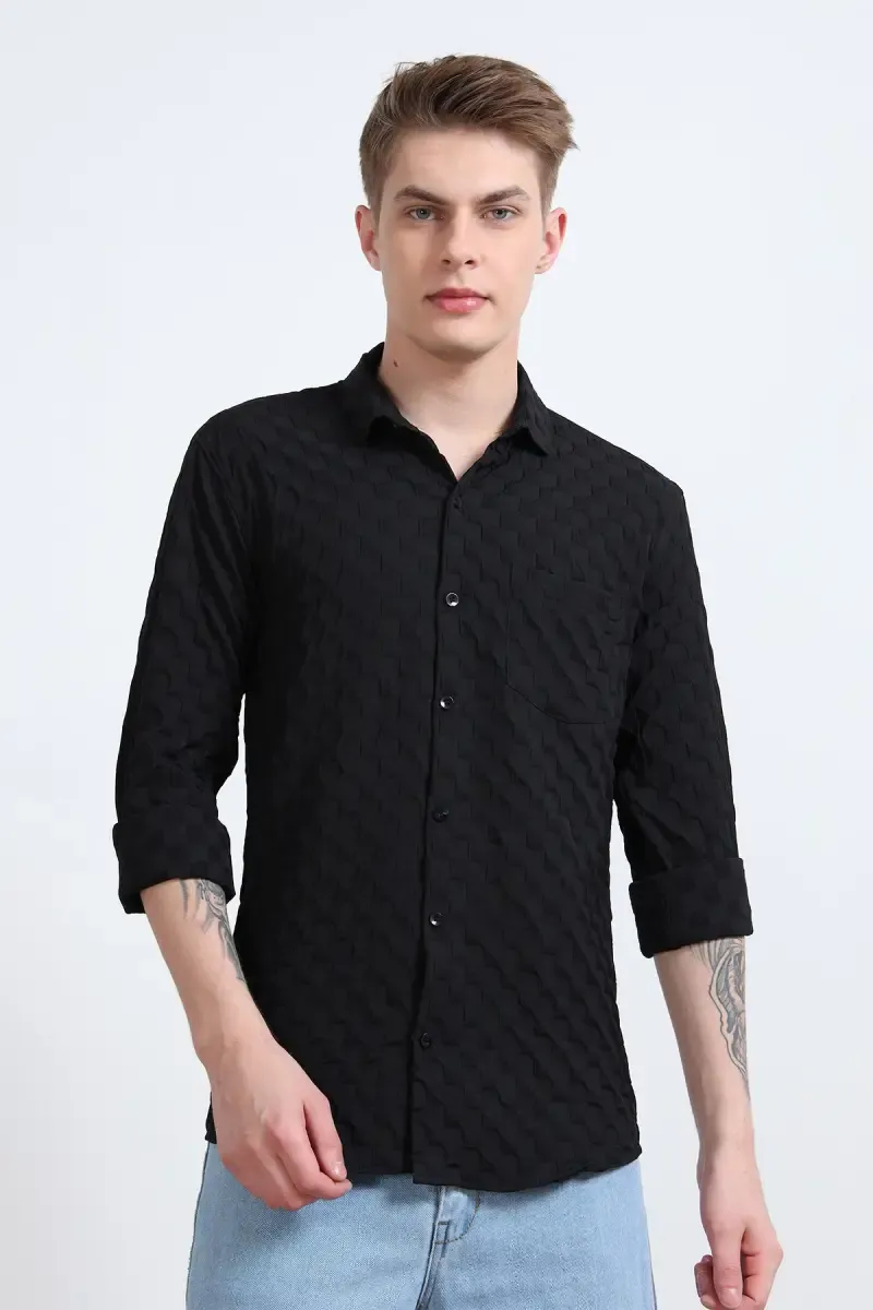 Men's Popcorn Textured Casual Shirt