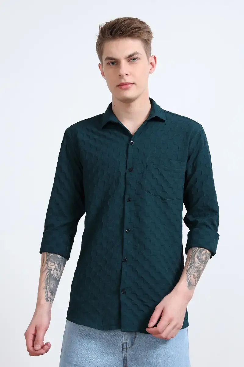 Men's Popcorn Textured Casual Shirt