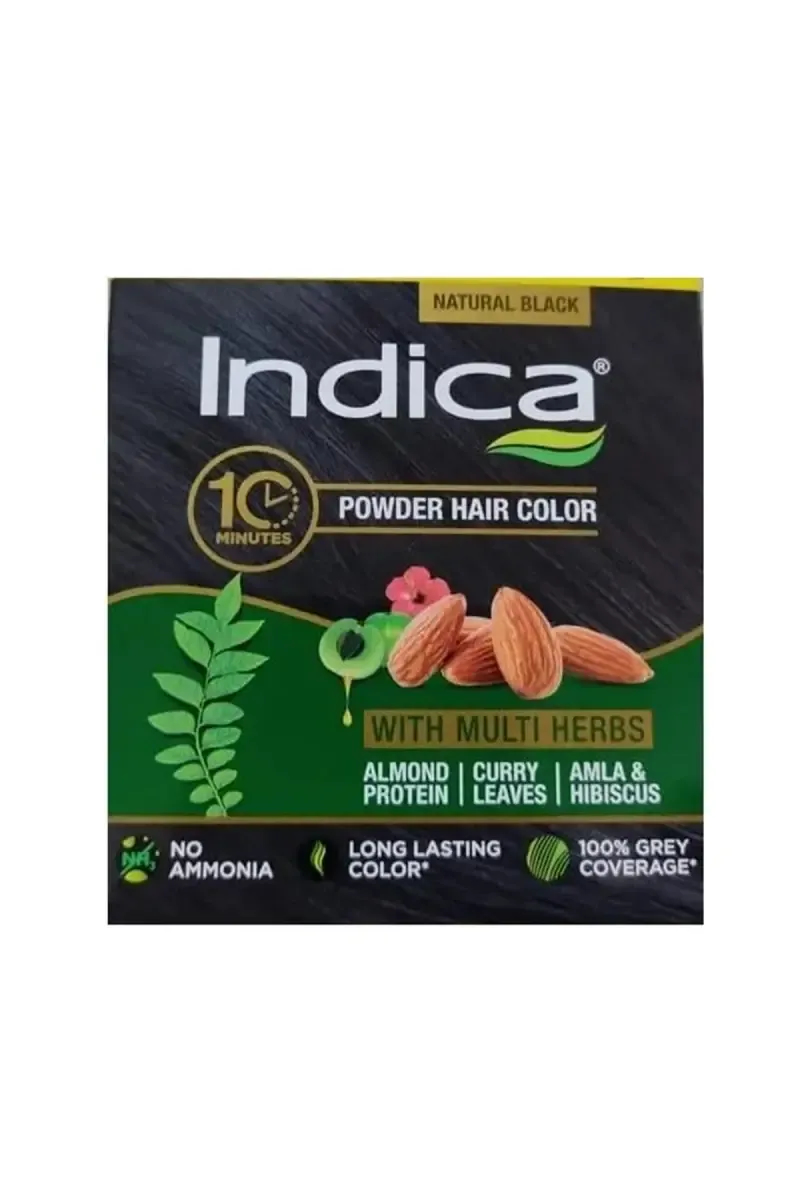 Indica Natural Black Powder Hair Color- Buy 10 get 2 Free (12 X 5g) 