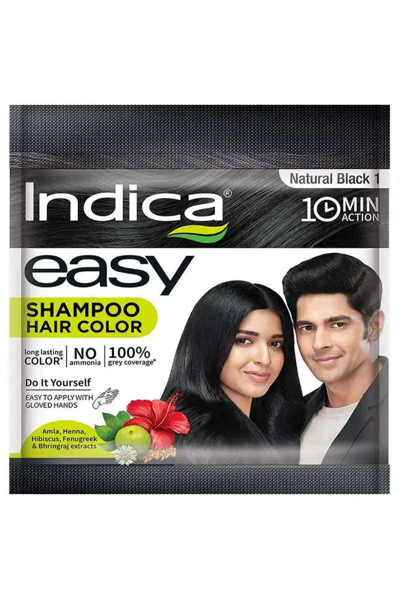 Indica Easy Natural Black Shampoo Hair Color- 18ml