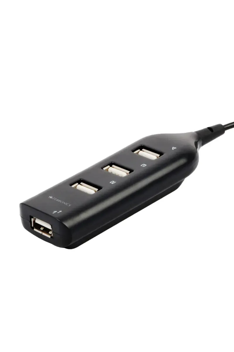 Zebronics 90HB 4 in 1 USB Multiport Adapter with High Speed USB Hub, USB 2.0, 50cm Cable (Black)