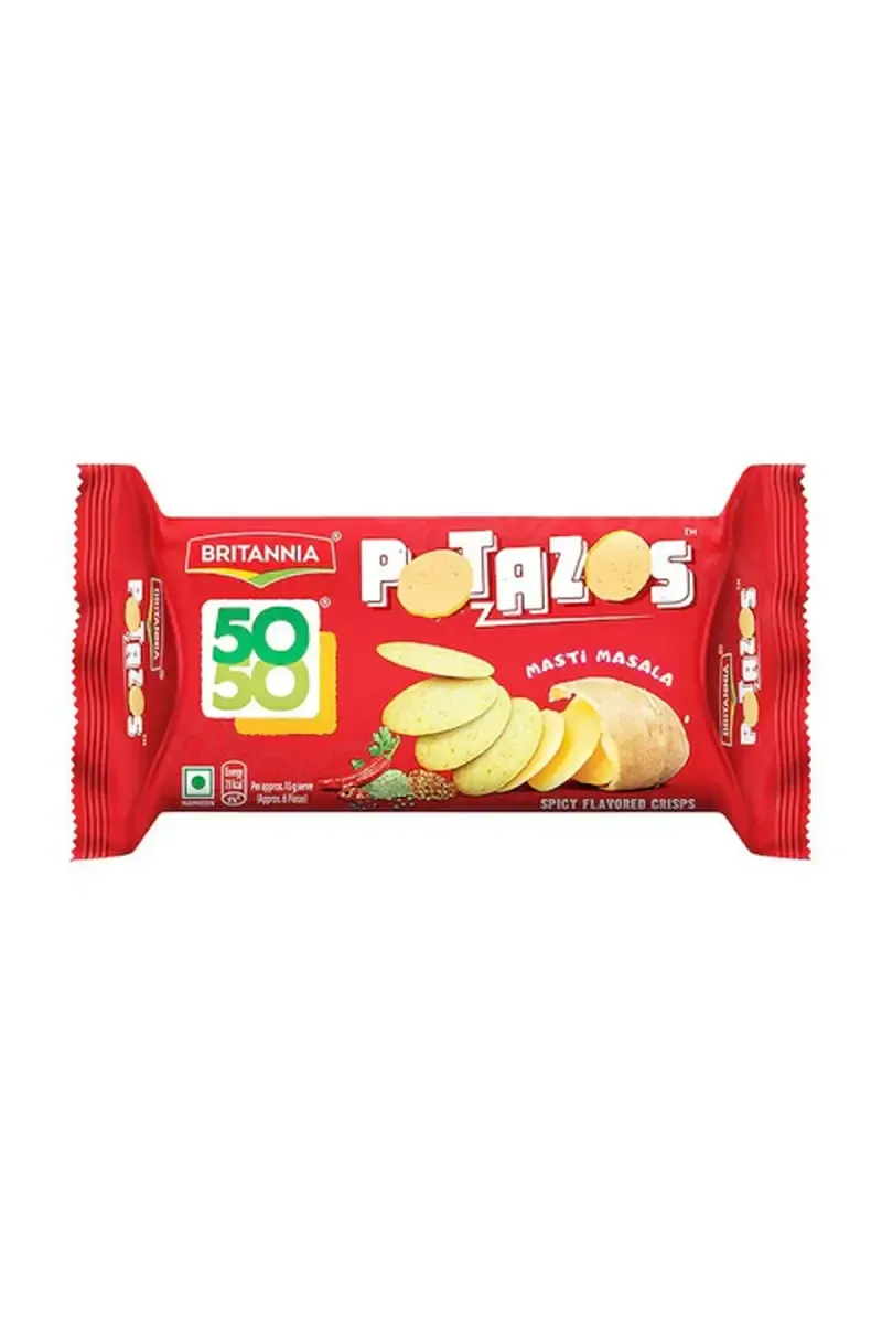 Britannia 50-50 Potazos Masti Masala Spicy Flavoured Crisps -71.5 g