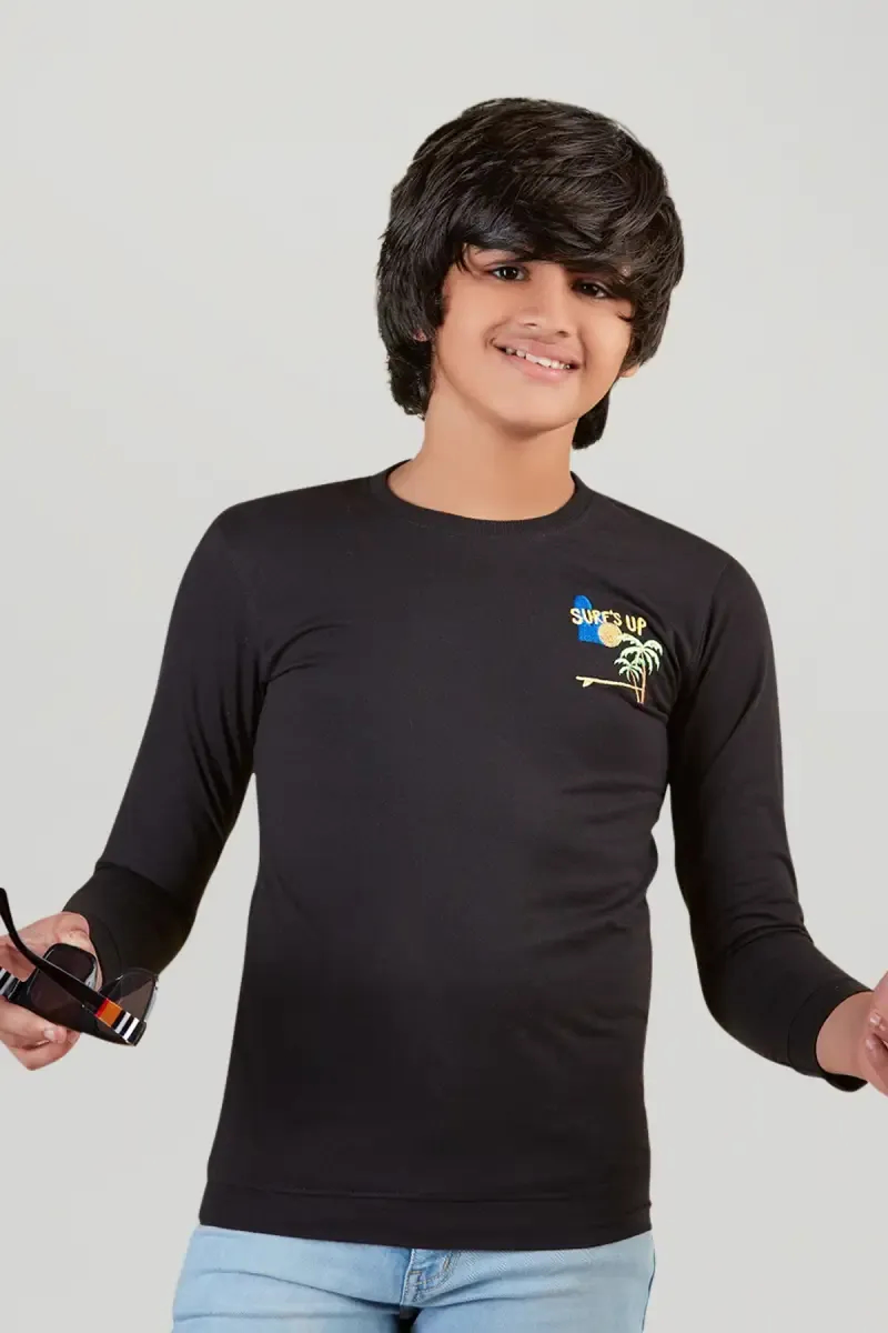 Cotton Solid Full Sleeve T-shirt for Boys