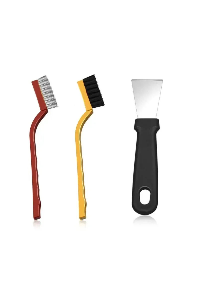 Plastic & Stainless Steel Cleaning Brush & Scraper - Set of 3