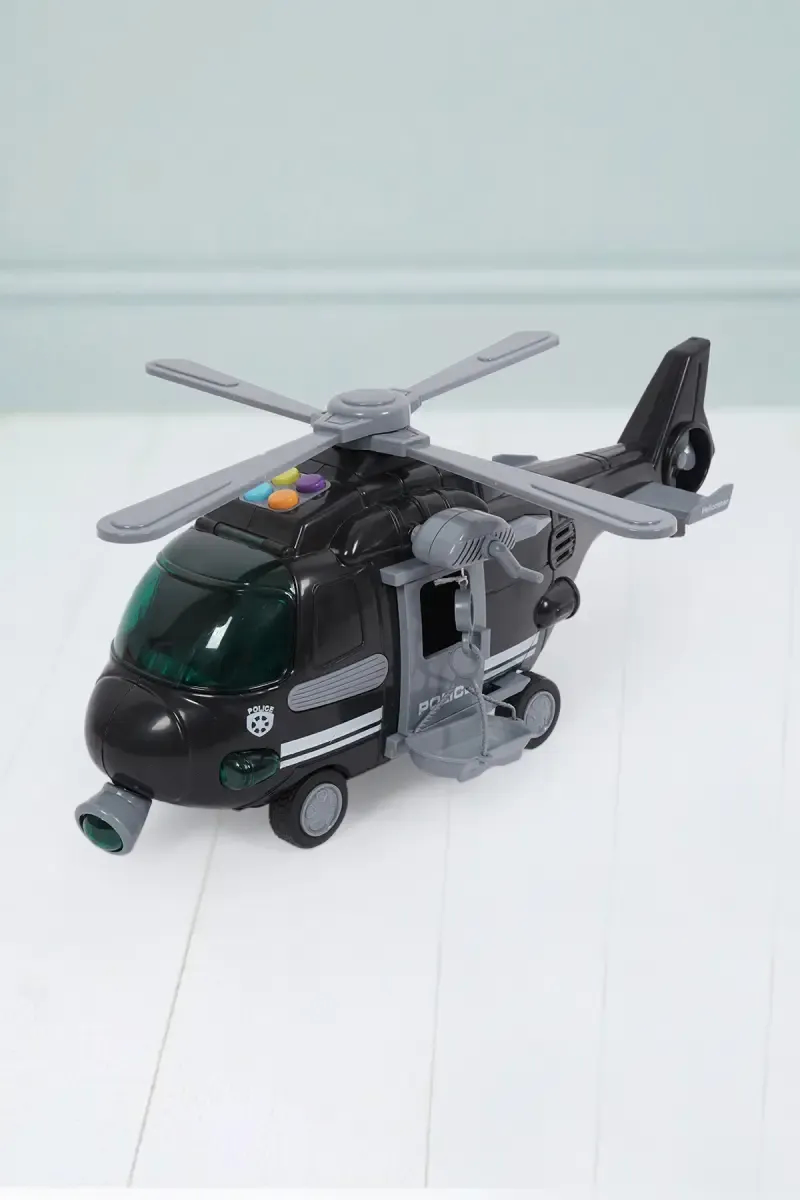 Alphabet Toys Police Rescue Helicopter Toy - (Black & Grey)