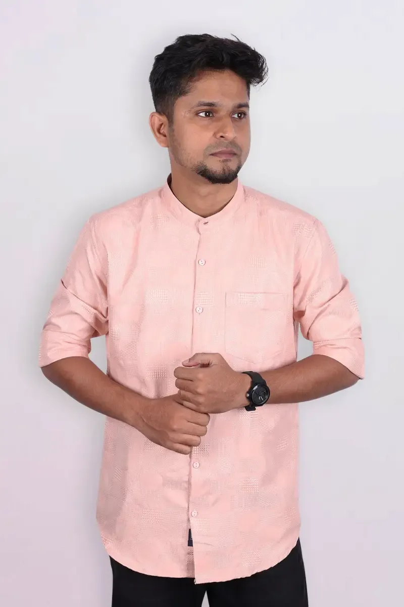 Men's Cotton Self Design Slim Fit Shirt