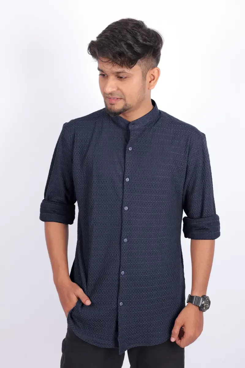Men's Cotton Self Design Casual Shirt