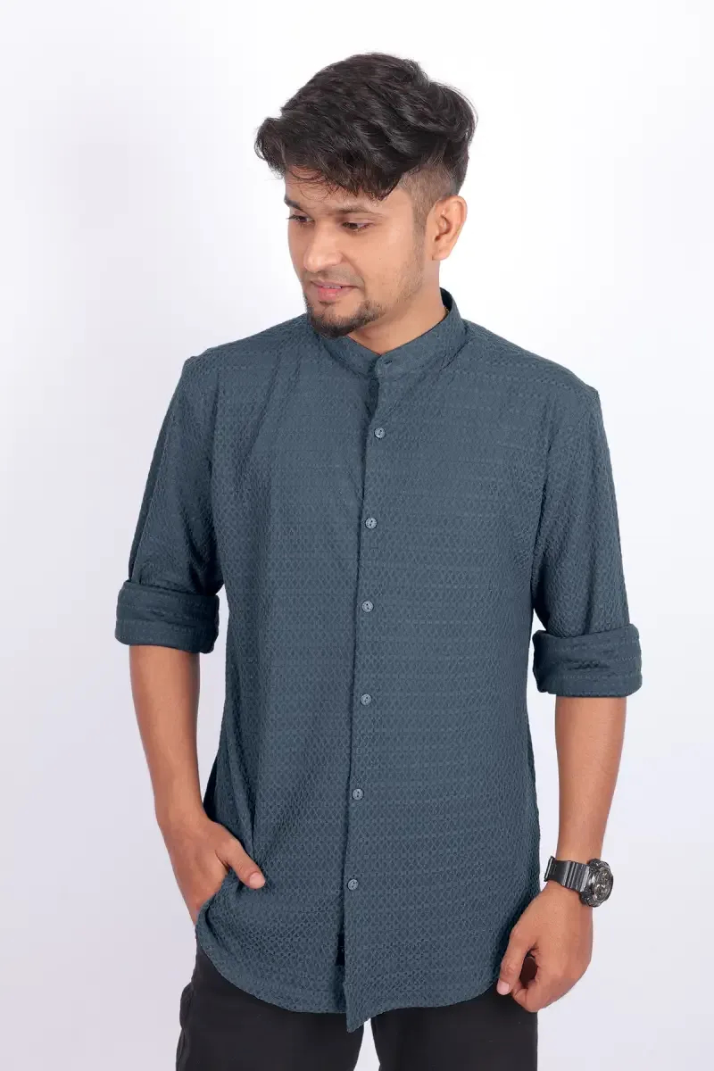 Men's Cotton Self Design Casual Shirt