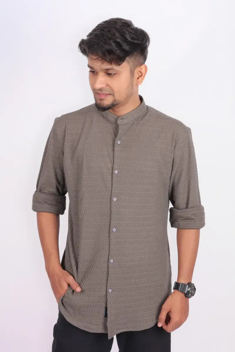 Men's Cotton Self Design Casual Shirt