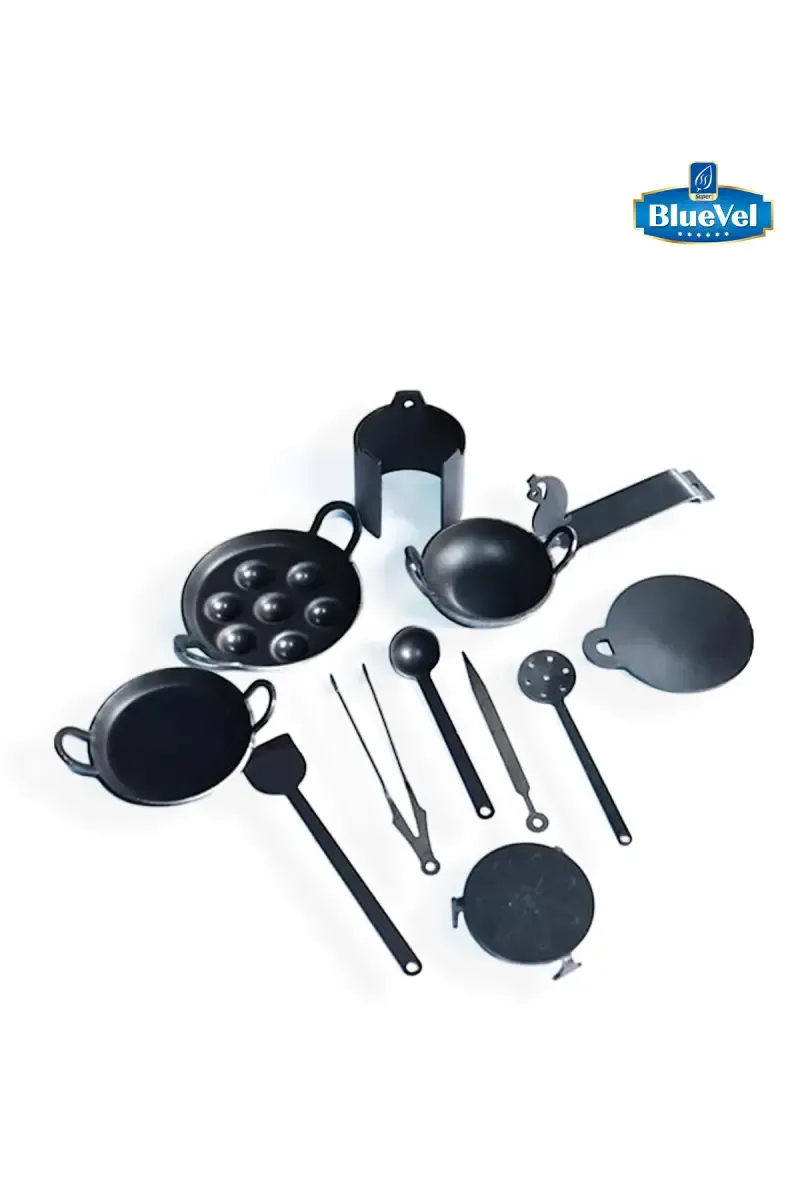 Bluevel Pure Iron Cooking Miniature Kitchen Set - 12 Pcs