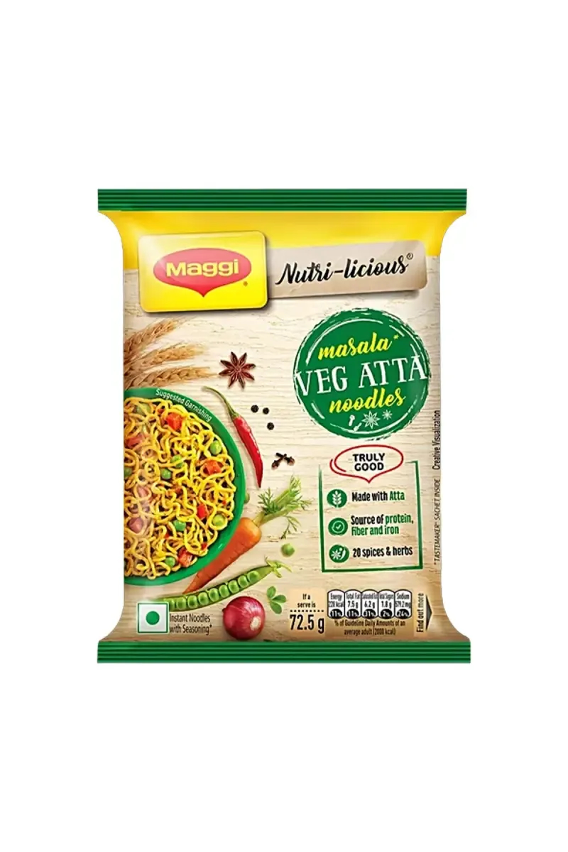 Maggi Nutri-licious Masala Veg Atta Instant Noodles - 72.5g Pouch