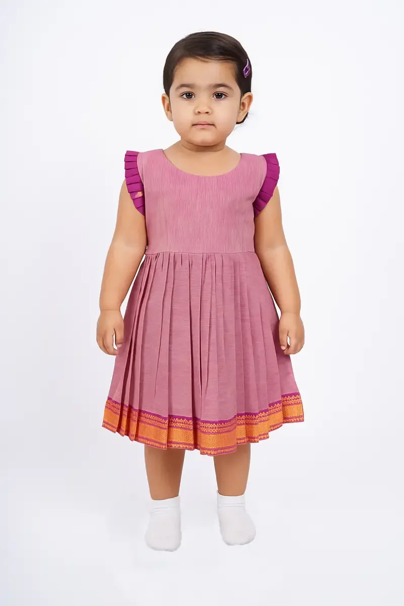 Pure Cotton Ethnic Frock for Baby Girl  - Mauve
