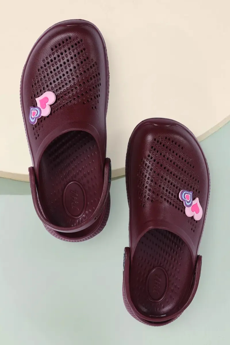 Heart Embellished Slingback Clogs for Girls